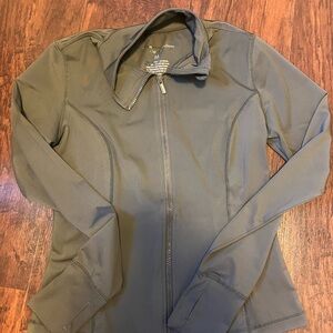 Gray Utility Jacket with High Collar and Tailored Fit